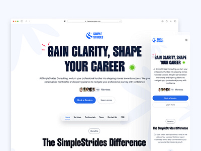 Simple Strides - Landing Page career careercoaching consulting find a mentor footer section hero section jobs jobstrategy landing page resumeconsulting ui ui design ux visual design web design