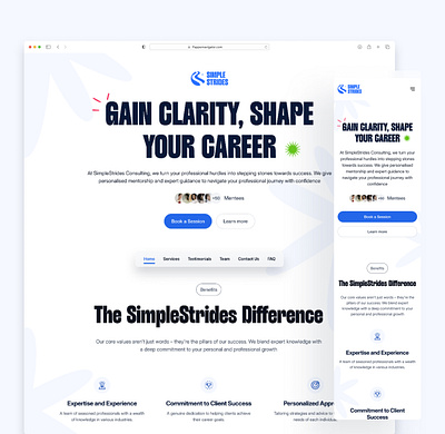 Simple Strides - Landing Page career careercoaching consulting find a mentor footer section hero section jobs jobstrategy landing page resumeconsulting ui ui design ux visual design web design