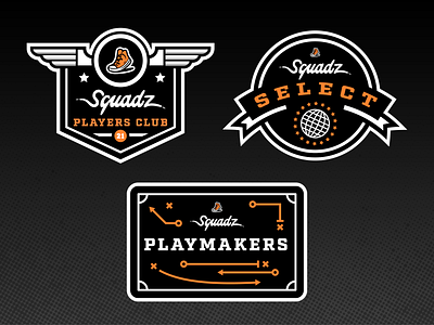 Squadz Badges badge design badges basketball branding graphic design logo orange sports sports branding squadz