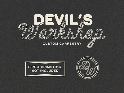 Devil's Workshop Custom Carpentry badge design brand design branding logo logo suite nostalgic retro rope font vintage western design