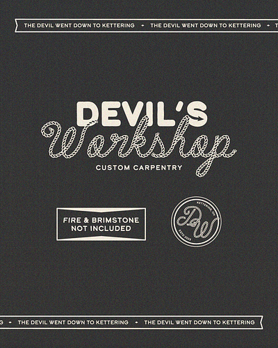 Devil's Workshop Custom Carpentry badge design brand design branding logo logo suite nostalgic retro rope font vintage western design