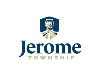 Jerome Township, Ohio Brand Identity adobe badge branding city civil war graphic design illustrator logo municipality shield statue