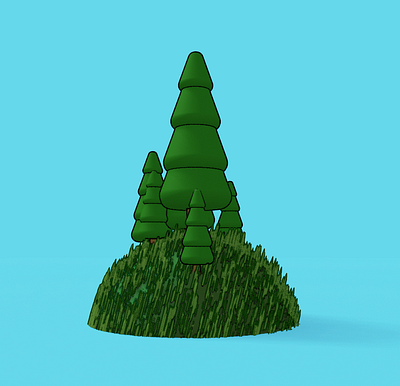 3D Island With Grass And Trees 3d design graphic design illustration rendering spline vector