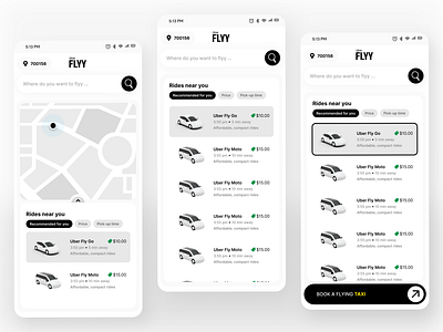 Flying Taxi Booking App Concept app design design design system futuristic graphic design mobile design uber design ui user experience design website design