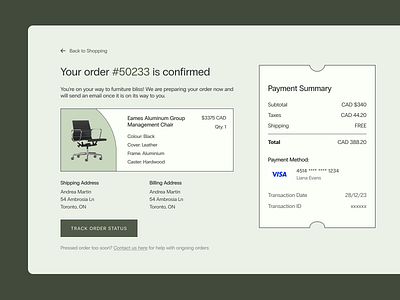 Daily UI #017 Purchase Receipt branding daily ui challenge dailyui order confirmation product design purchase receipt receipt page ui ux