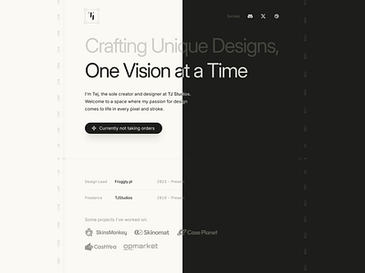 TJStudio Portfolio Design brand branding clean design illustration logo minimal portfolio ui ux website