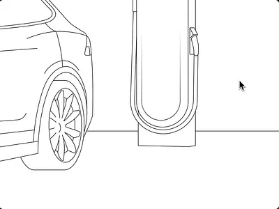 Interactive animation animation car charger charging electric vehicle ev illustration interactive line art lineart motion motion design motion graphics rive rive.app tesla