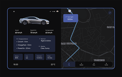 Car dashboard touchscreen interface car dashboard ui dailyui uidailychallenge dark mode dashboard smart car ui design