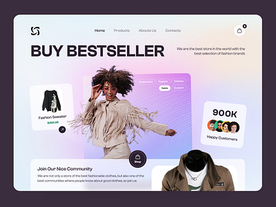 Buy Bestseller – Creative Homepage Landing Ecommerce Fashion branding creative design ecommerce fashion header. hero interface minimalism product service startup ui website