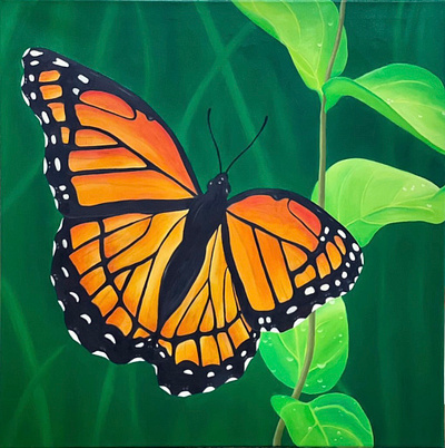 Golden Glow butterfly butterfly painting green leaves greenery leaves monarch monarch putterfly nature painting