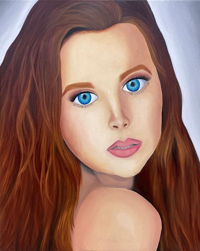 Ginger Nights art artistic girl model oil painting painting people painting person portrait portrait painting realistic red head