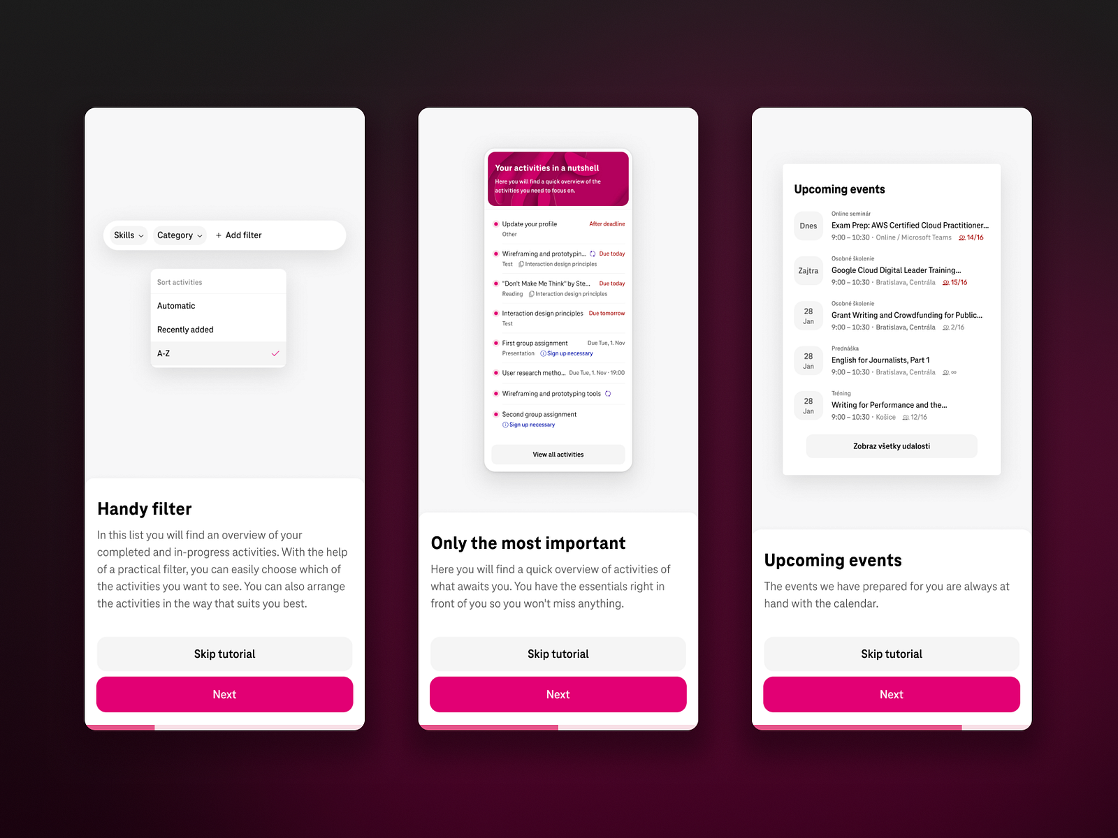 SkillUp Onboarding inapp tutorial by Lucia Novotná 💡 on Dribbble