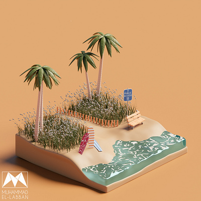 Low Poly Beach 3d 3d art 3d artist 3d model 3d render animation art artist beach blender illustration isometric motion graphics nature ui