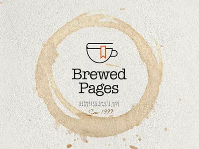 Brewed Pages - Cafe and Bookstore branding logo design