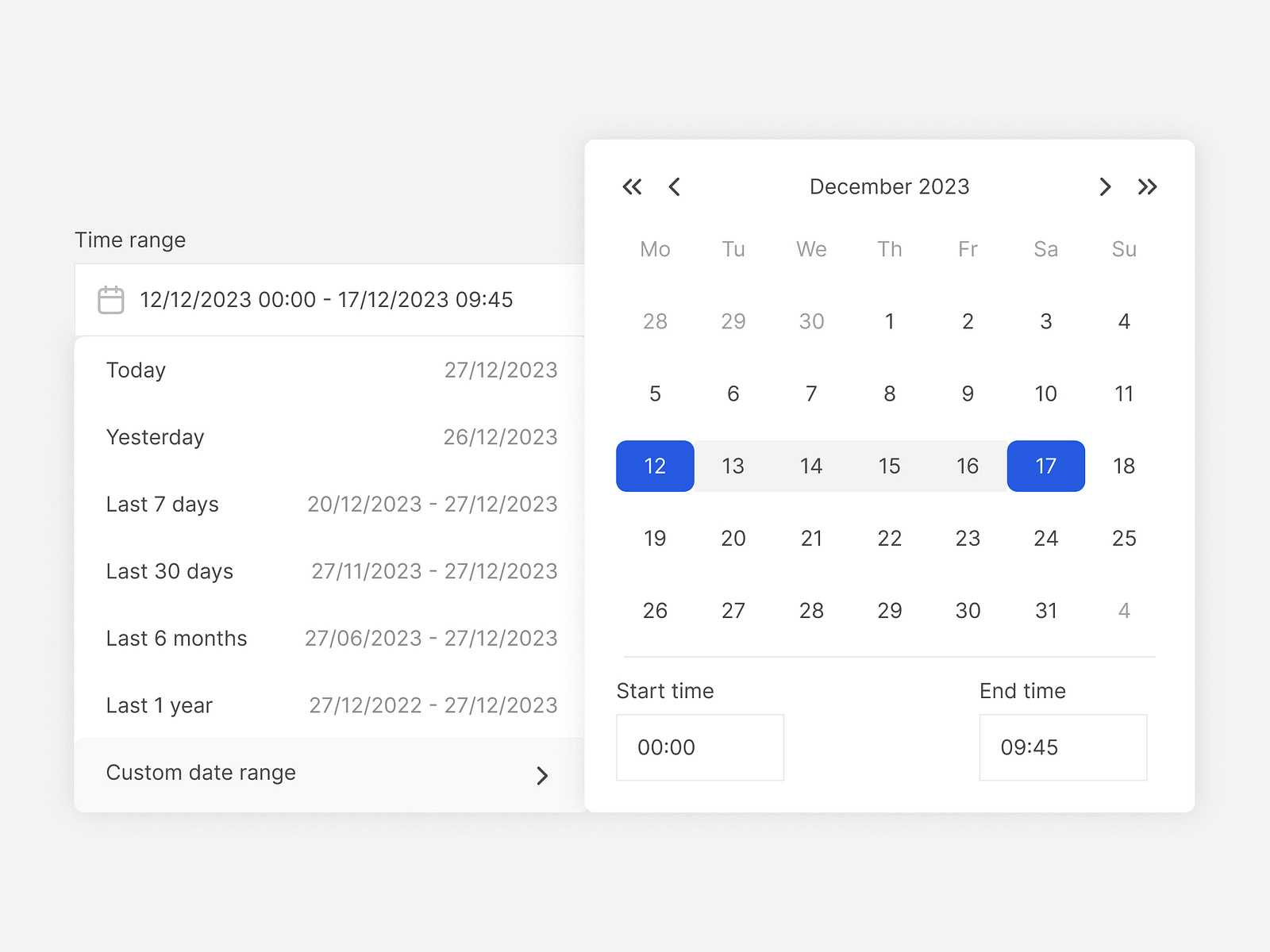 Date range picker by peter ondesign on dribbble