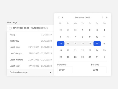 Date range picker calendar component date picker date range date range component design system input time picker time selection ui