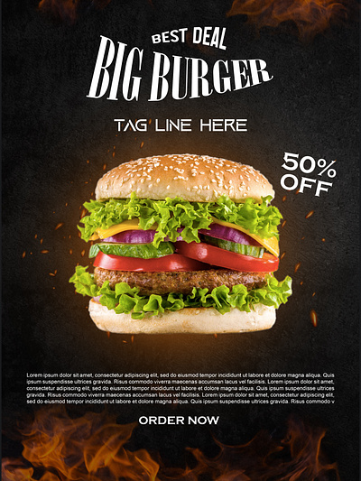 Social media post Big Burger flyer desigh food manipulation design food poster design photoshop social media post