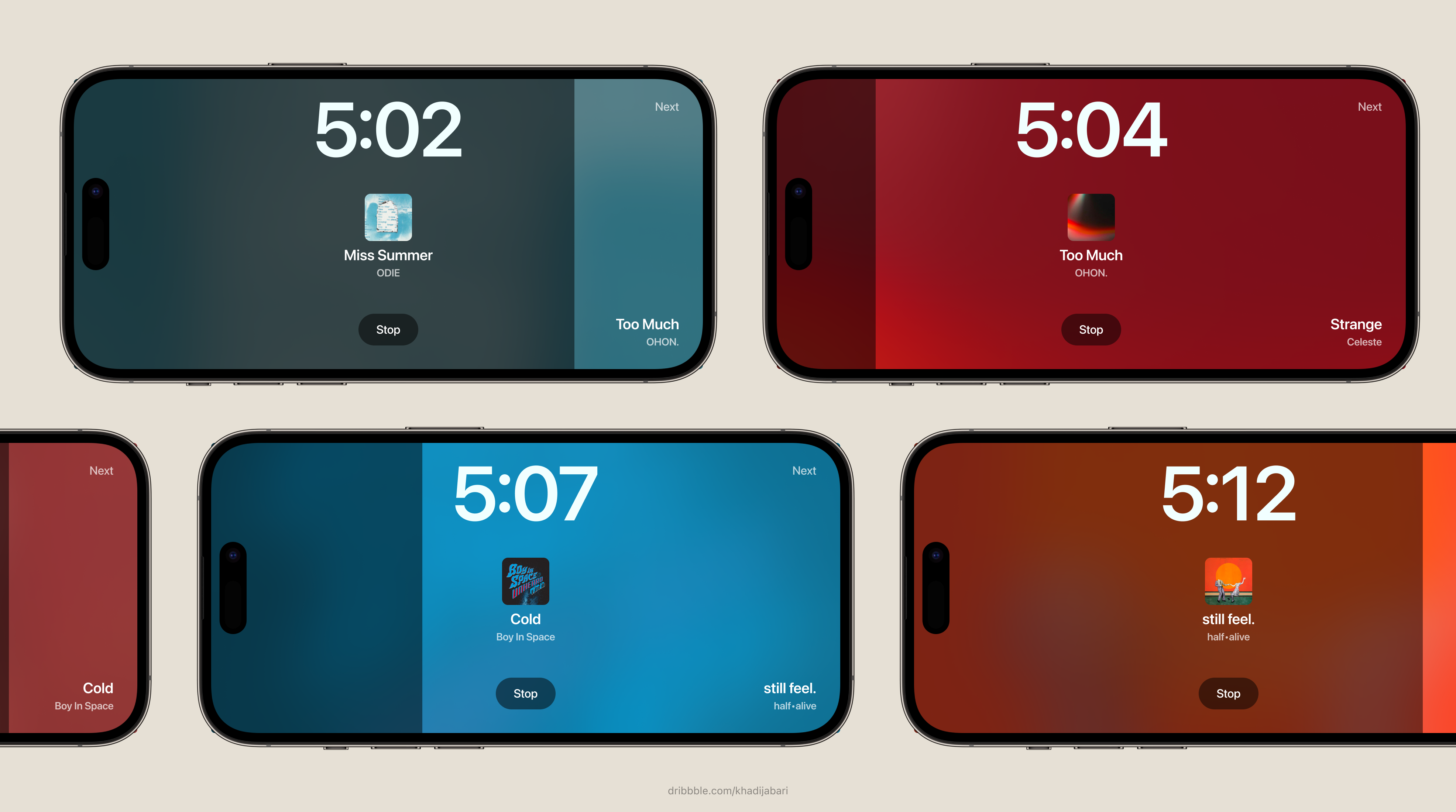 iOS Spotify Alarms alarm alarms apple good morning ios minimal mobile app design morning music music playlist next song next up playlist queue song songs spotify time ui wake up