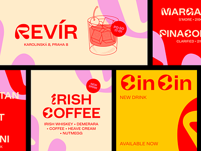 Revír - Visual Identity for a bar in Prague bar brand brand identity branding coctail colors drink drink menu drinks exploration instagram layout design menu pattern typography visual identity