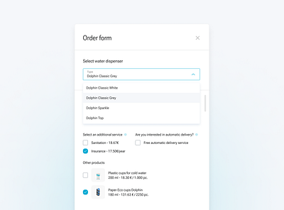 Dolphin | Order form app design design order form ui ui design web design