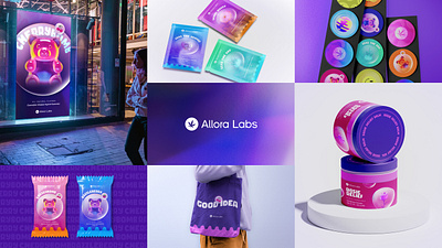 Allora Labs Brand Identity branding cannabis edibles for fun graphic design identity logo purple stylescape visual