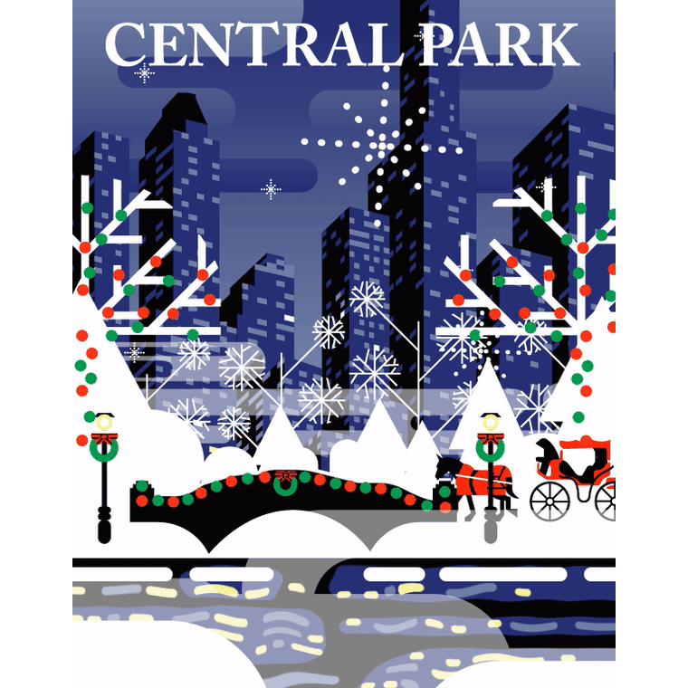 Christmas in Central Park after effects animation christmas holidays illustrator new york nyc snow winter