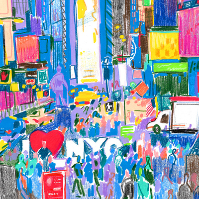 Times Square Illustration color design drawing illustration nyc texture times square