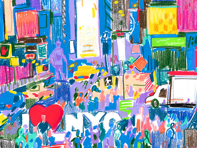 Times Square Illustration color design drawing illustration nyc texture times square