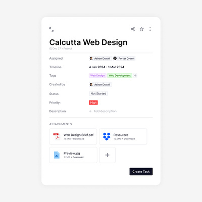 Task Managment Modal app branding design graphic design ui ux web web design