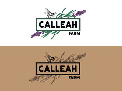 Calleah Farm Logo bee farm bee logo bees bold font branding farm farm logo farmers flower farm flowers graphic design homestead homestead logo honey illustration lavender local farm logo small farm vector