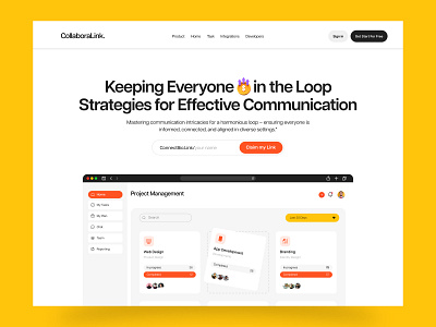 Project Management Landing Page collaborate team website design graphic design landing page team work website teamunity teamwork landing page teamwork management ui uiux ux uxui webdesign