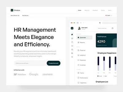 [Animation] Simplus - HR Management Dashboard Landing Page animation clean dashboard animation design hr interaction design landing page landing page animation ui animation uidesign web design website animation website design