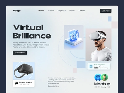 ViRgo || Hero Exploration ai community designer freelance header hero homepage landing page meetup product project recruiter remote ui uidesign uxui virtual vr web design website