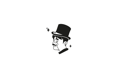 Gentleman black character design gentleman graphic design hat illustration logo mascot modern monocle moustache retro retro modern tophat vintage white