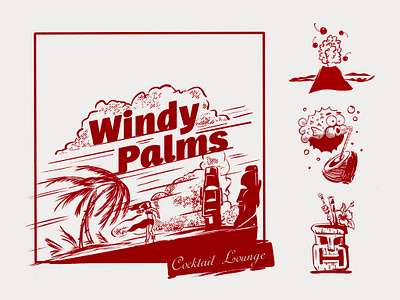 Windy Palms Tiki Explorations design graphic design illustration palms tiki tropical vintage