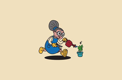Gardener Grandma 30s cartoons animation cartoon character gardener grandmother graphic design illustration logo mascot modern plant retro retro modern rubberhose vintage
