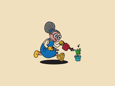 Gardener Grandma 30s cartoons animation cartoon character gardener grandmother graphic design illustration logo mascot modern plant retro retro modern rubberhose vintage