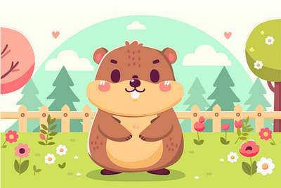 Happy Groundhog Day Greeting Card Illustration animal background card celebration day greeting groundhog illustration marmot pet spring vector