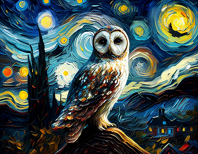 Illustrator owl on the starry illustrator owlillustrator