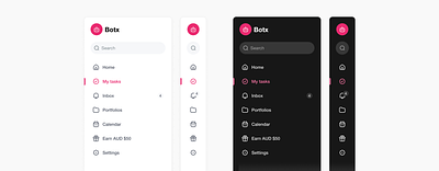 Sidebar Widget : Light & Dark app ui dark mode dashboard design light mode sidebar ui web ui