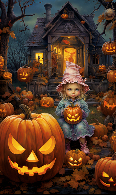 Hallowen Illustrator Trick or treat for baby girls illustrator