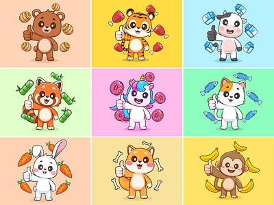 Animals Thumbs Up🐻🐯👍🏻 animals animals standing bone cat cute feed flying food hand honey comb icon illustration logo monkey pet pose style thumbs up unicorn zoo