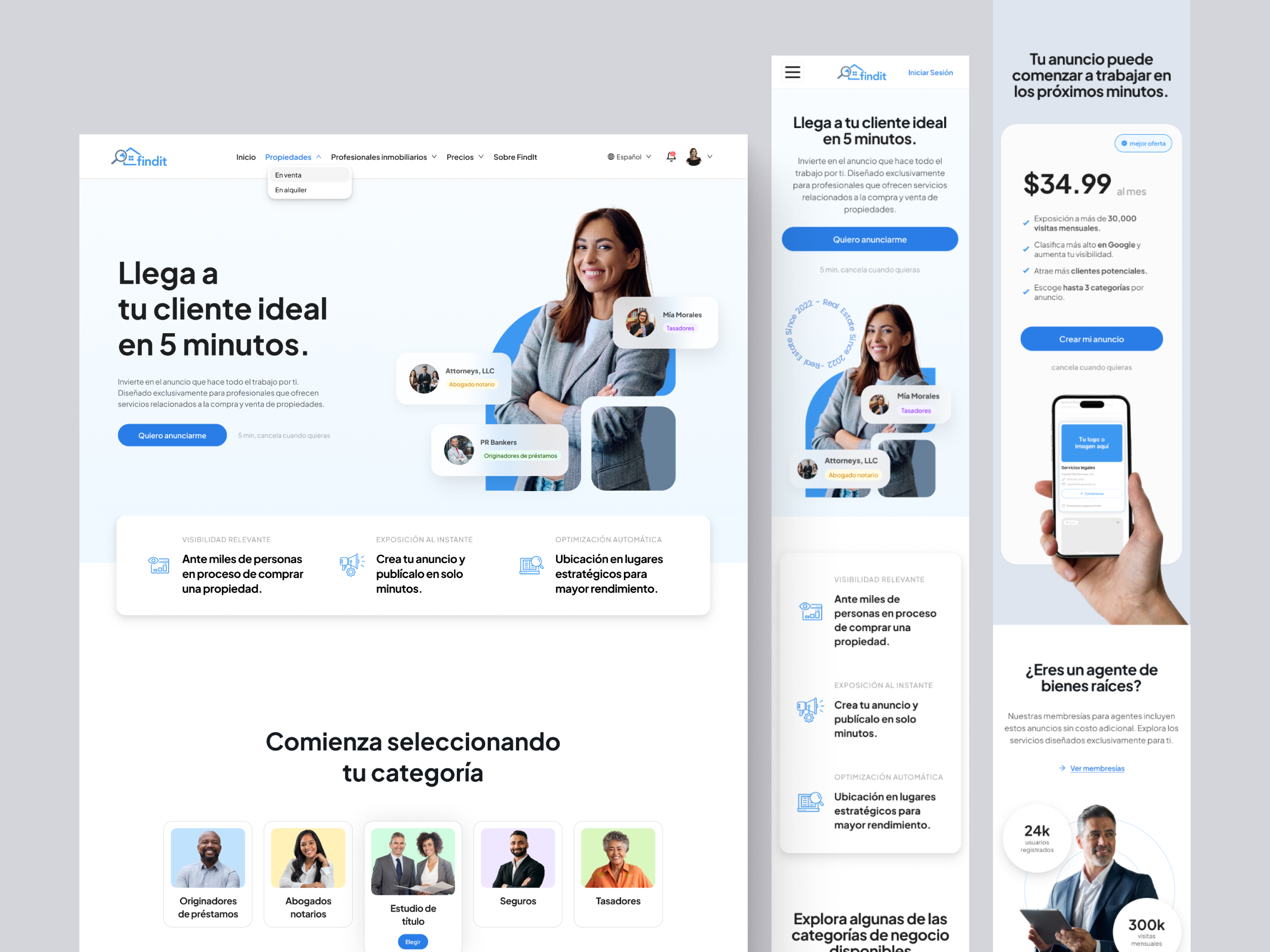 Landing Page - Planes para profesionales inmobiliarios agent landing page pricing product design real estate ui design website zillow
