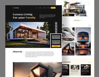 FirstHome-Realstate landingpage apartment branding clean creative decor figma homedecor interior interior agency interior website landing page luxurylifestyle property realstate smart home ui ui design uiux web design website website design