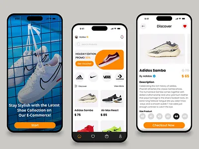 Sans-E _ Mobile Apps app banner clean design detail ecommerce fashion image ios marketplace minimalist mobile mobile app onboarding shoes shoesapp sneakers store ui uiux