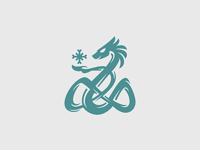 Snow Dragon 2024 character christmas dragon logo logotype minimalism new year snow zoo