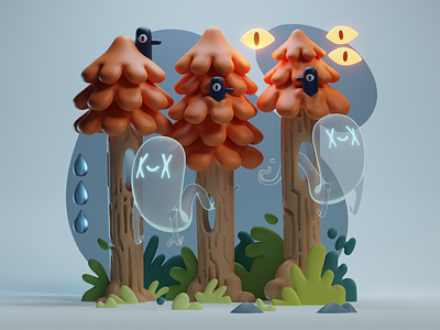 Ghost illustration collab 3 3d b3d blender cute doodle ghost illustration render