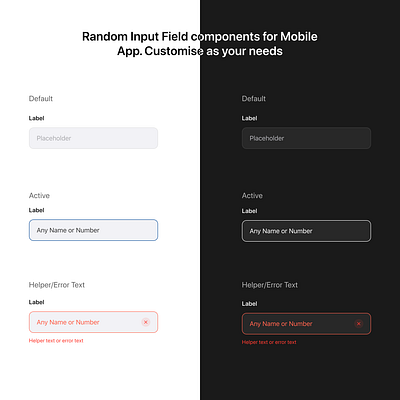 Input field components idea for mobile app. components design system input field mobile app ui
