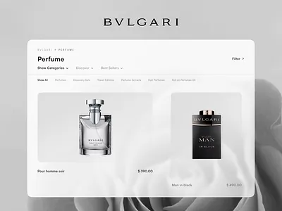 Fashion E-commerce UI Design bvlgari e commerce fashion interaction design perfume simple ui ui design uiux design