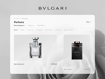 Fashion E-commerce UI Design bvlgari e commerce fashion interaction design perfume simple ui ui design uiux design